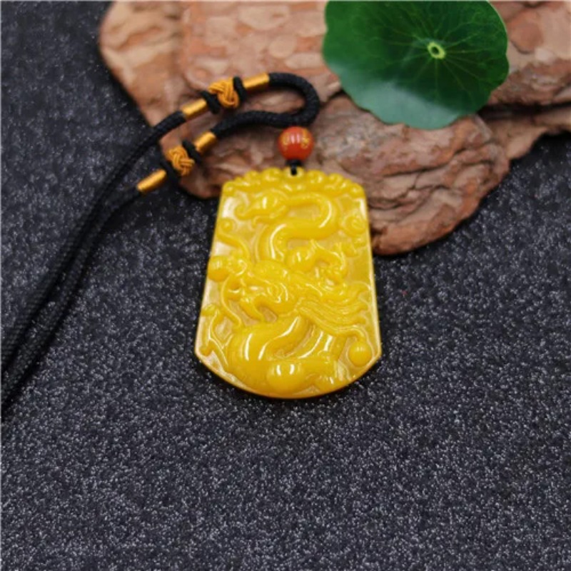 Men Accessories Wholesale - Hurtownie chiński żółty Jade smok wisiorek
