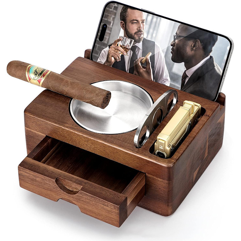 Men Accessories Drawer - Drewniany zestaw popielniczki do cygar Popielniczka
