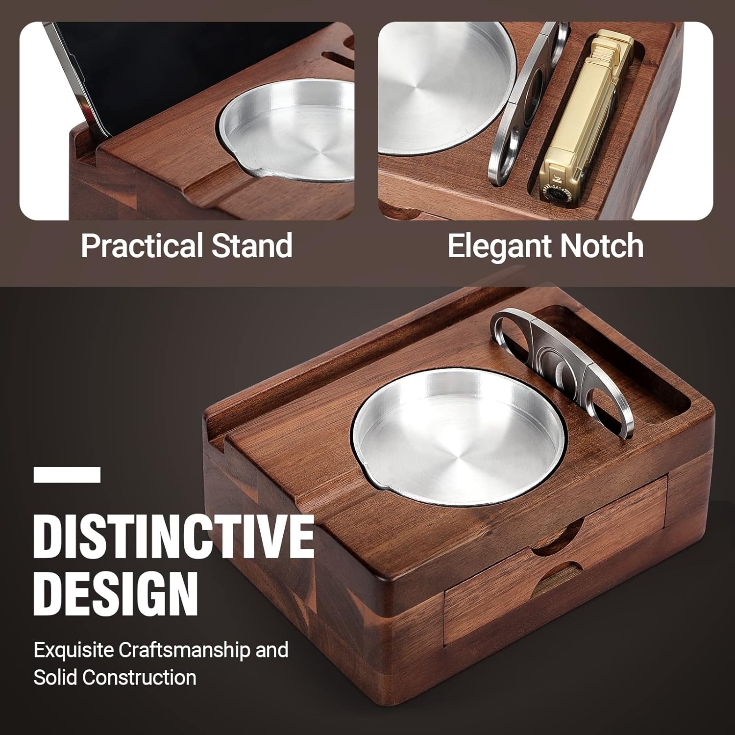 Drewniane popielniczki z uchwy – Men Accessories Drawer recenzja i cena