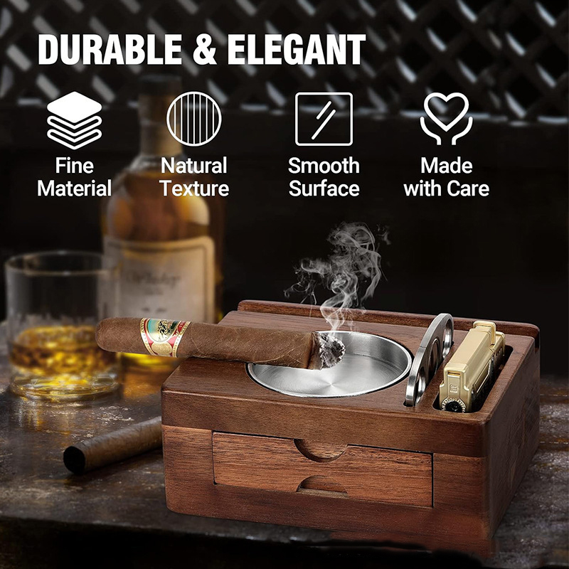 Drewniany zestaw popielniczki  – Men Accessories Drawer recenzja i cena